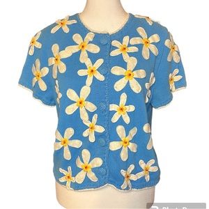 Michael Simon Vintage Floral Knit Sweater-size Large